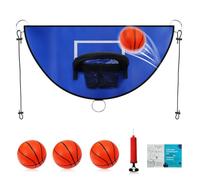 Set di cestino da basket per trampolino con mini palline, bordo di sicurezza per immersione, accessorio per trampolino per bambini e adulti, per interni ed esterni (blu)