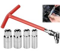 Set di Chiave Candela,5pcs Set di Chiavi per Candela di Accensione,Oumuik Presa per Candele,Chiave per Candele,Chiave Universale per Auto E Moto,Chiave a Snodo per Candele