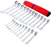 Set di chiavi a bocca ad anello a cricchetto 22 pezzi SW 6-32 mm 72 denti fle...