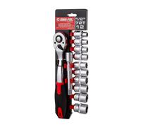 Set Di Chiavi A Bussola 1/2" 12 Pezzi 10-22Mm CrV Chiave A Ratch