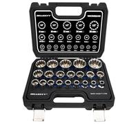Set di chiavi a bussola, 1/2", dadi XZN, 21 pezzi, 8-36 mm, denti esterni 12 punti, 6 punti