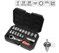 Set Di Chiavi A Bussola 17 Pezzi Cassetta A Cricchetto 1/2" 3/8"