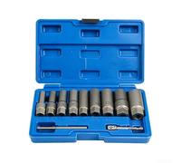 Set di chiavi a bussola, 711 pezzi, con trazione destra, denti a spirale per una presa sicura e una facile rimozione di viti e dadi arrotondati, profondità 65 mm, 3/8 azionamento (11 pezzi)