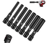 Set di chiavi a bussola a parete sottile con oltre 2 chiavi a bussola da 8 mm, 10 mm, 12 mm, 13 mm, 14 mm, 17 mm, 19 mm, portata profonda (128 mm), in acciaio al cromo vanadio per chiavi a cricchetto