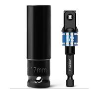 Set di chiavi a bussola a percussione da 1/2", bussola a 6 punti da 19 mm e attacco esagonale da 1/4" a 1/2", adattatore resistente in acciaio al cromo vanadio con adattatore per riparazione auto