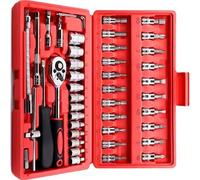 Set di chiavi a bussola Chiave A Cricchetto Combinata Riparazione Da 46 Pezzi Cassetta Degli Attrezzi Set Strumenti Riparazione Presa Montata Su Veicolo Strumento Di Riparazione Auto