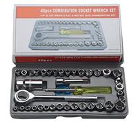 Set di Chiavi a Bussola, Chiave a Cricchetto Portatile Ad Alta Durezza, Dimensioni Metriche SAE Multifunzione per Motocicli