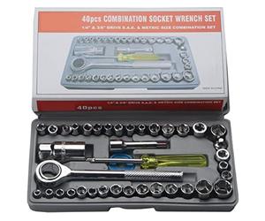 Set di Chiavi a Bussola, Chiave a Cricchetto Portatile Ad Alta Durezza, Dimensioni Metriche SAE Multifunzione per Motocicli