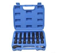 Set di chiavi a bussola da 1/2" con adattatore esagonale, teste metalliche da 8-19 mm, compatibili con chiave a percussione, 7 prese e 2 adattatori