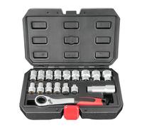 Set di chiavi a bussola da 17 pezzi - 3/8 "e 1/2" chiavi a bussola universali a passo | Kit adattatore bit a bussola in 12 punti per fissaggi esadecimali, quadrati, E-torx