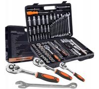 Set di Chiavi a Bussola da 219 Pezzi, Chiavi a Cricchetto a 72 Denti con 1/2", 1/4", 3/8", in Cromo vanadio Con Finitura Satinato opaco