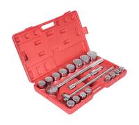 Set di chiavi a bussola da 3/4", 21 pezzi, 19-50 mm, 12 punte, cassetta a | Cassetta per dadi in acciaio al carbonio e CrMo, risparmio energetico, kit di attrezzi per riparazione auto