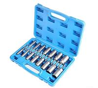 Set di chiavi a bussola esagonali, confezione da 15 pezzi, kit di cacciaviti con gambo esagonale da 5,5 mm ~ 19 mm con gambo da 6,35 mm, per la riparazione di macchine per la lavorazione del legno