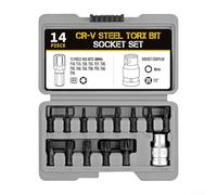 Set di chiavi a bussola esagonali da 14 pezzi, attacco da 5,1 cm, misure SAE/metriche da 3 mm a 24 mm, in acciaio al cromo vanadio, adatto per meccanici automobilistici e fai da te, (A)