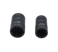 Laser Strumenti Estremità Doppia Danneggiato Dado Ruota Presa Set 2pc Single Hex