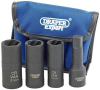 Draper 09539 - Chiavi a Bussola Doppie per Dado Ruota, Attacco Quadro da 1,27 cm (4 Pezzi)
