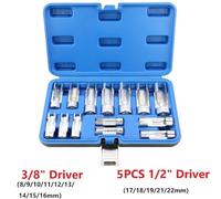 Set di chiavi a bussola per dadi svasati, 8-22 mm, con attacco da 3/8 e 1/2", in acciaio al cromo vanadio, per riparazione iniezione diesel e strumenti meccanici automobilistici, 14 pezzi