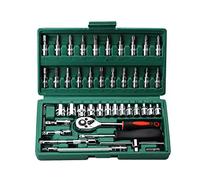 Set di chiavi a bussola professionali, 46 pezzi, metriche a cricchetto da 1/4", set di punte metriche a cricchetto, chiave inglese, flessibile, aste di prolunga, con reversibile