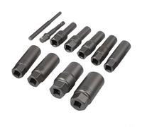 Set di chiavi a bussola profonde con estrattore per dadi di bloccaggio ruota, 3/8", denti tagliati a spirale per borchie arrotondate rotte danneggiate, 7 o 11 pezzi Cr-Mo S (11 pezzi)