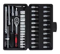 Set di chiavi a bussola Set Chiavi A Cricchetto A Presa Unità Da 46 Pezzi Da 1/4 Pollici Con Set Bussole Metriche E Barra Di Estensione Set Di Chiavi Per Strumenti Di Riparazione Auto