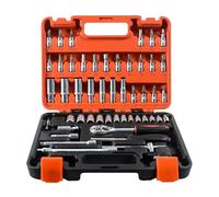 Set di chiavi a bussola Set Di Strumenti Chiave A Cricchetto A Presa Da 1/4 Pollici Da 53 Pezzi Con Prese Per Punte Metriche E Barra Di Estensione Per La Riparazione Automatica