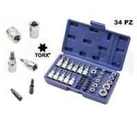 SET DI CHIAVI A BUSSOLA TORX MASCHIO FEMMINA + INSERTI 34 PEZZI CHROME VANADIUM
