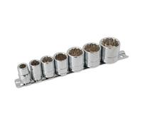 Laser Tools - Set chiavi a bussola Whitworth 3/8" D Bi-Hex 12pt finitura satinata 7 pezzi 3474