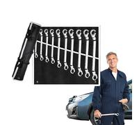Set di chiavi a cricchetto, 10 pezzi, set di chiavi a scatola, strumenti meccanici in acciaio al cromo vanadio antiruggine, forniture professionali per riparazioni idrauliche domestiche