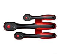 Set di chiavi a cricchetto con testa a 72 denti e manico curvo per bussole da 1/4", 3/8", 1/2", pulsante di sgancio rapido per cambi rapidi (D)