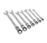 Set Di Chiavi A Cricchetto Con Testa Flessibile Sealey 7 Pezzi Metrici S01143