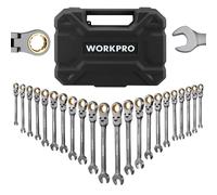 Set di chiavi a cricchetto con testa flessibile WORKPRO da 22 pezzi, set di chiavi combinate a cricchetto con scatola portaoggetti, nichelate, 72