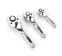 Set di chiavi a cricchetto con unità da 1/4", 3/8", 1/2", testa quadrata reversibile a 72 denti e sgancio rapido, per riparazione di moto e veicoli (argento)