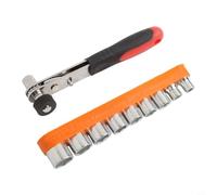 Set di chiavi a cricchetto da 1/4 di pollice con kit di adattatori a bussola da 14 pezzi per dadi e bulloni da 5-13 mm, meccanismo reversibile a pedale, potenza 6,35 mm (B)