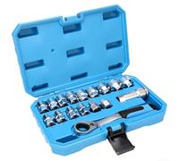 Set di chiavi a cricchetto in acciaio al cromo vanadio da 17 pezzi, con manico sfalsato per spazi ristretti, 10 mm-24 mm (17 pezzi)