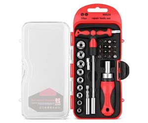 Set di chiavi a cricchetto magnetiche da 29 pezzi e set di cacciaviti di precisione, kit di strumenti elettronici con estrattore di viti cassetta attrezzi