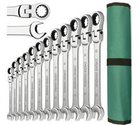 Set di chiavi a cricchetto Set di chiavi combinate a cricchetto con anello dentato da 8-22 mm Testa flessibile metrica con borsa in tela