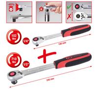 Set Di Chiavi A Cricchetto SlimPOWER KS Tools, 2 Pezzi 1/4"+1/2"