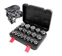 Set di chiavi a da 1/2", 19 pezzi, attacco metrico da 1/2", acciaio | Kit di bussole a scatola per chiave elettrica, montaggio di mobili auto, telaio motore