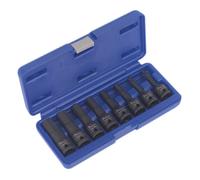Sealey Urto Esagonale Presa Set di Punte 8pc 1.3cmSq Drive AK5601