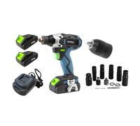 Set Di Chiavi A Impatto 750NM 2X Batteria 3AH 21V Cassetta KD3407