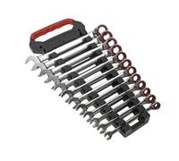 Sealey Cricchetto Reversibile Set Chiavi Combinate 12pc Metrico Platino Serie Ak