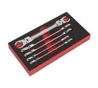 Sealey AK2652 - Set di chiavi a testa flessibile per dadi svasati, 5 pezzi