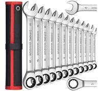 Set di chiavi combinate a cricchetto, set di chiavi per estremità scatola a 12 punte e estremità aperte adatte per garage, fai da te, riparazioni, manutenzione
