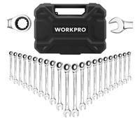 Set di chiavi combinate a cricchetto WORKPRO da 22 pezzi, set di chiavi a cricchetto combinate a 72 denti con scatola organizer, misure metriche