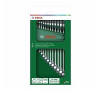 Bosch Set di chiavi combinate da 15 pezzi (robusto set di chiavi per uso univ., in cromo-vanadio, coppia elevata, punte ad anello e aperte, misure metr. 6-21 mm, design ergonomico, pratica custodia)