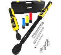 Set di chiavi dinamometriche digitali da 3/8" e 1/2", precisione ± 2%, 1-4 ft-lb/4-250 FT-LB, LCD retroilluminato, triplo allarme (vibrazione/cicalino/LED), con prese da 17-19-21 mm, 3 barre di