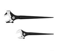 Set di chiavi inglesi regolabili da 30,5 cm e 40,6 cm, in acciaio al cromo vanadio resistente, con testa a martello, punta per allineamento del fascio di costruzione, nero, con borsa arrotolabile