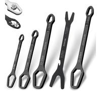 Set Di Chiavi Universali, Set Di Chiavi Multifunzionali, Chiavi A Cricchetto Regolabili Autoserranti, Misura Universale Da 3 Mm A 25 Mm, For La Casa, L'edilizia(Black,5 PCS)