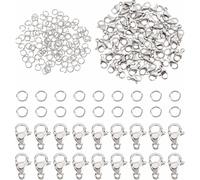 Set di chiusure a catena, 50 chiusure per braccialetti con 120 anelli di congiunzione, chiusure a moschettone per gioielli per bracciali, co