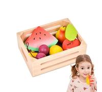 Set di cibo in legno: accessorio ideale per piccoli chef | Durevole e sicuro, giocare a cucinare e imparare a conoscere il cibo, include una varietà di alimenti colorati